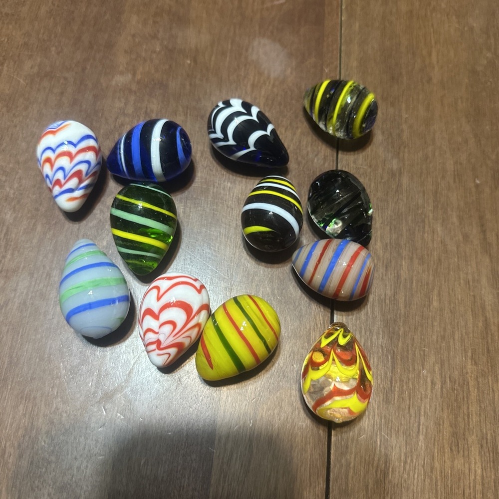 Colorful Lot Of‎ 12 Glass Eggs Holiday Decor